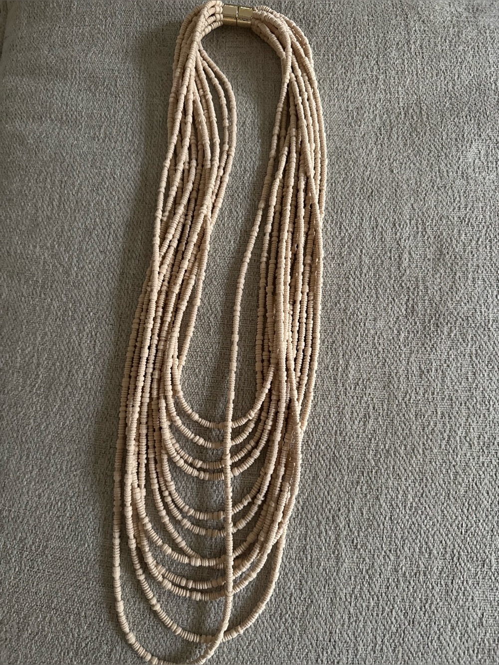 Multi-Strand Beige Beaded Necklace - Women's Jewelry
